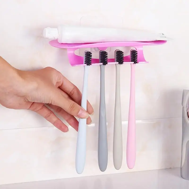 

Toothbrush Holder Rack Wall Mounted Toothpaste Storage Shelf Household Tooth Brush Dispenser Organizer Bathroom Accessories