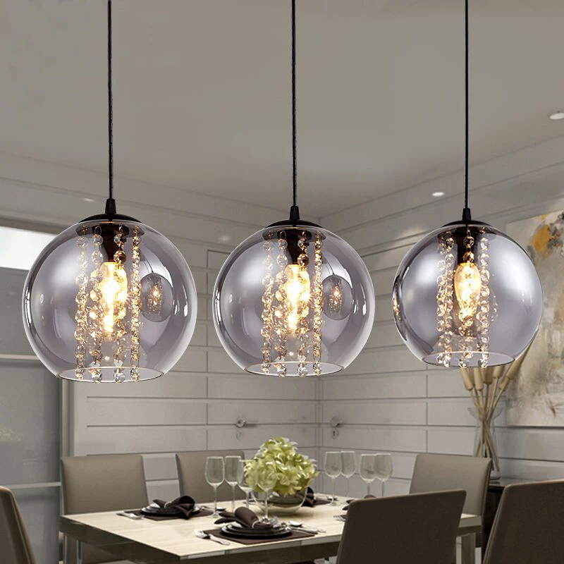 

Modern Bried Dia 20cm Amber Glass Ball Pendant Light Fixture Fashion DIY Home Deco Living Room Crystal E14 LED Bulb Pendant Lamp