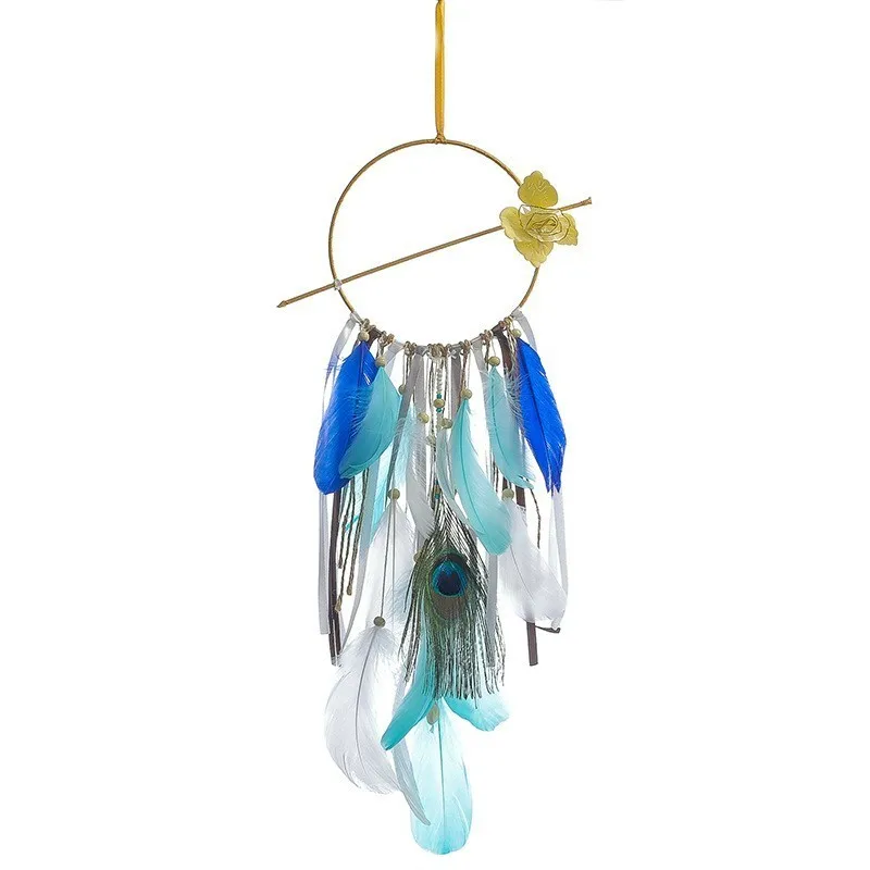 Освещение Dream Catcher висит DIY светодиодный светильник Искусство отделки перьями