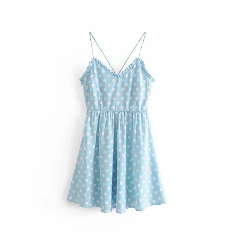 Женское шифоновое платье на бретельках Пляжное мини с оборками лето 2019|Женские