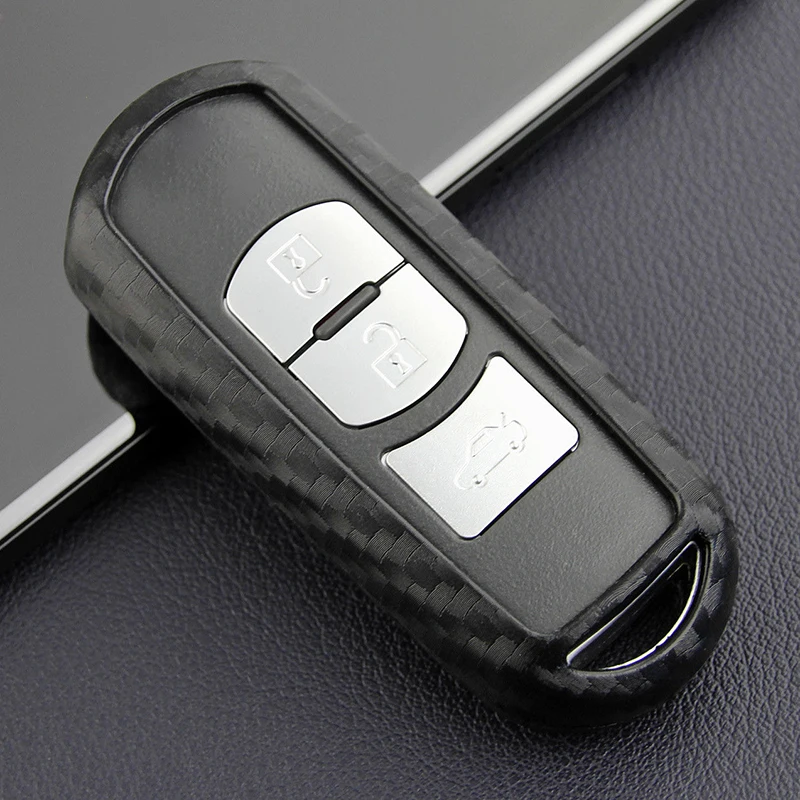 1x Carbon Fiber Look Car Key Silicone Case Shell Housing For Mazda 3 6 CX-3 CX-5 | Автомобили и мотоциклы