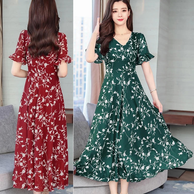 Женское летнее платье с коротким рукавом Макси Элегантное коктейльное рюшами