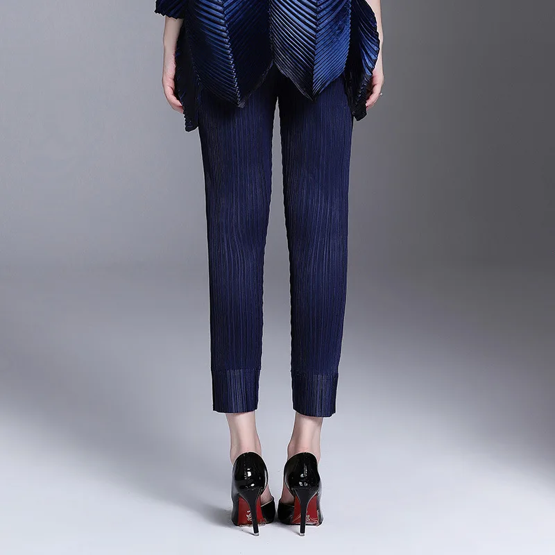 Женские плиссированные брюки LANMREM повседневные брюки-карандаш с эластичным
