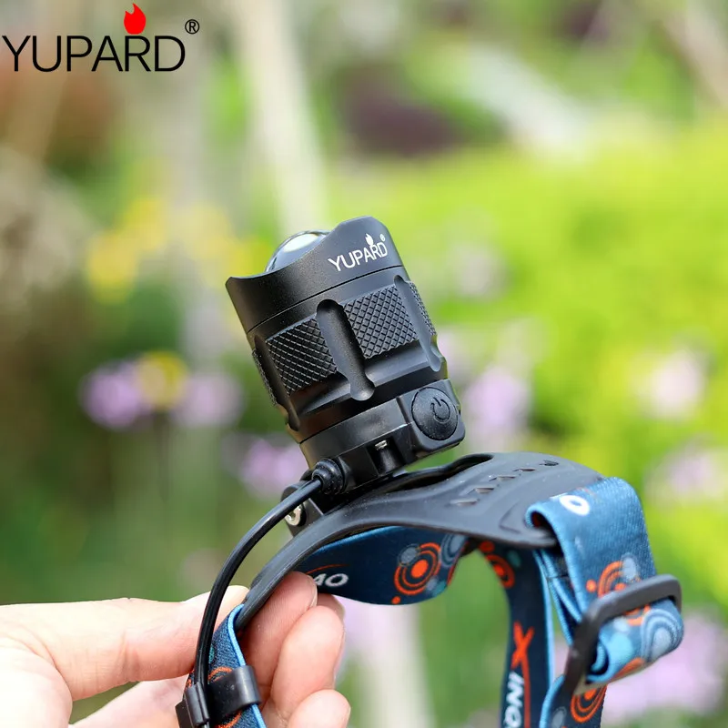 Светодиодный налобный фонарь YUPARD с зарядкой от USB T6 внешний аккумулятор высокой