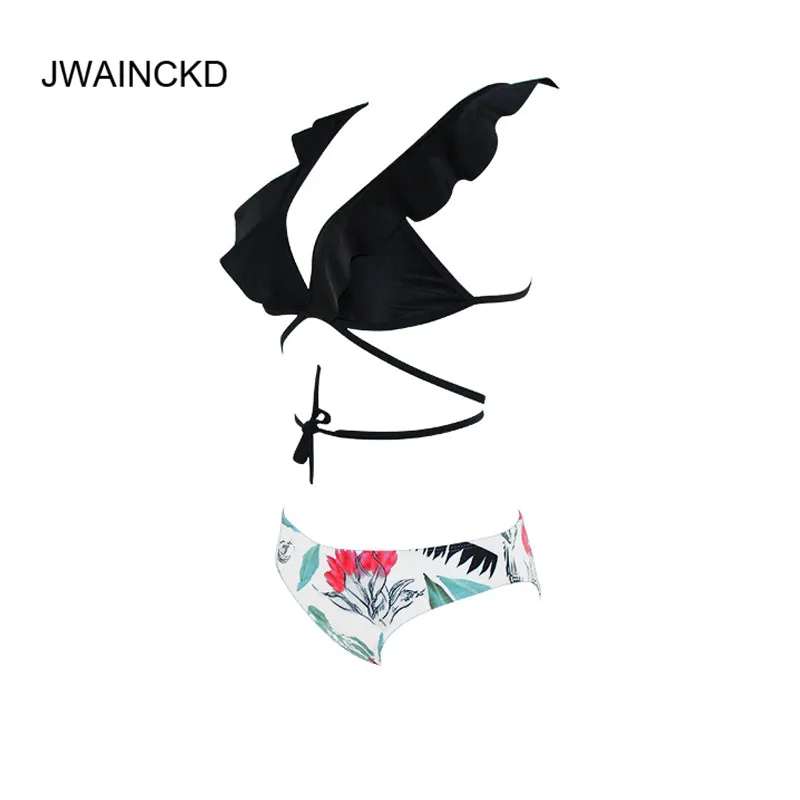 Бикини JWAINCKD с эффектом пуш-ап 2019 женский черный однотонный купальник глубоким