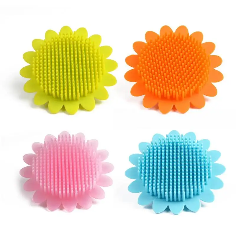 Детские щетки для ванной в форме подсолнуха силиконовая подушка мытья душа уход за массажем мягкая щетка