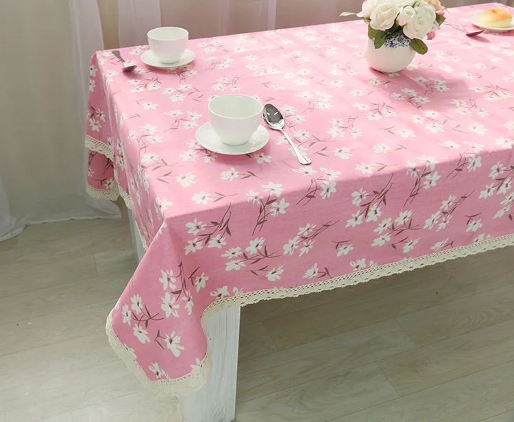 Бесплатная доставка маленькие белые цветы розовые скатерть на стол Mantel De Mesa