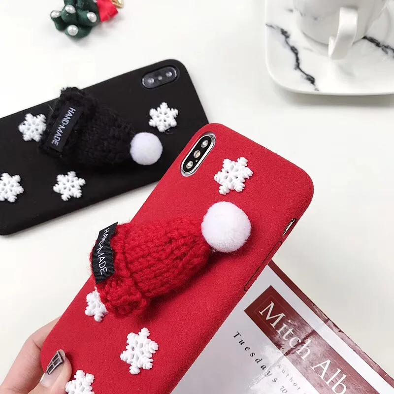 Рождественская шляпа пушистый чехол Санта Клауса для iPhone 8 7 6 S Plus X XS Max XR милый