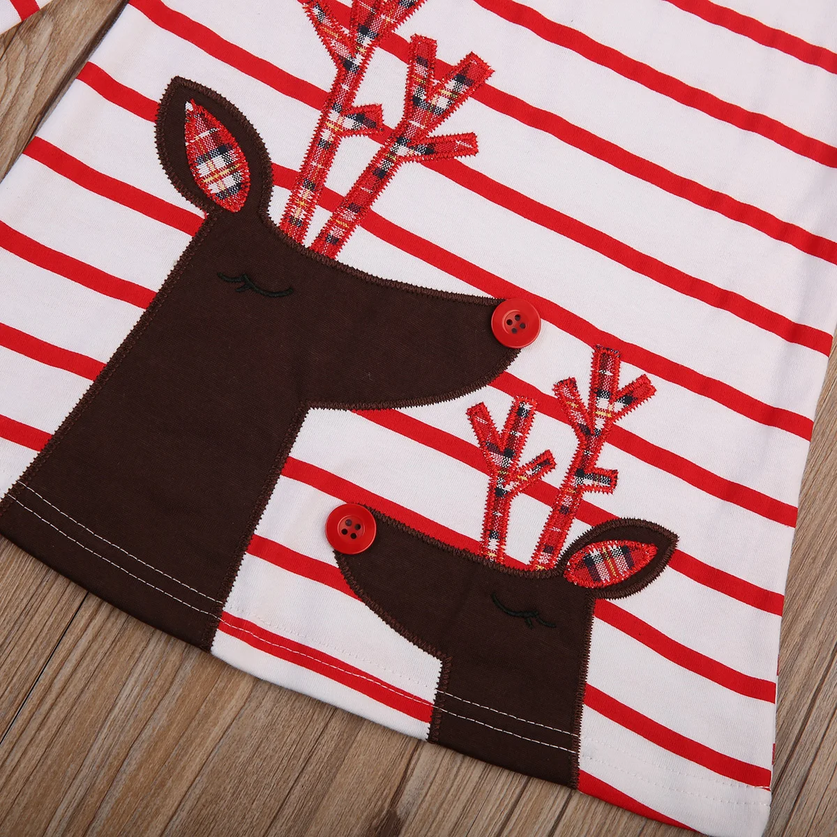 Xmas Cute Infant Kids Baby Girls Autumn Dress Clothes Cartoon Deer Print Striped Long Sleeve A-Line Outfit 1-7Y | Детская одежда и