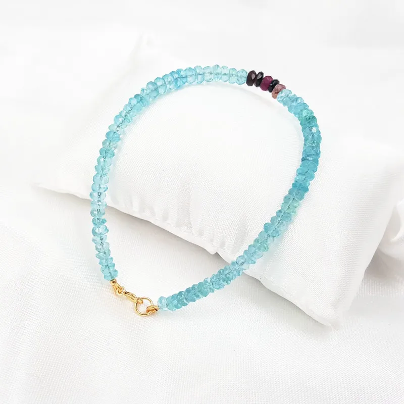 Lii Ji Apatite турмалиновый браслет 925 пробы с серебряным золотым покрытием Natrual Gemstone 3 4