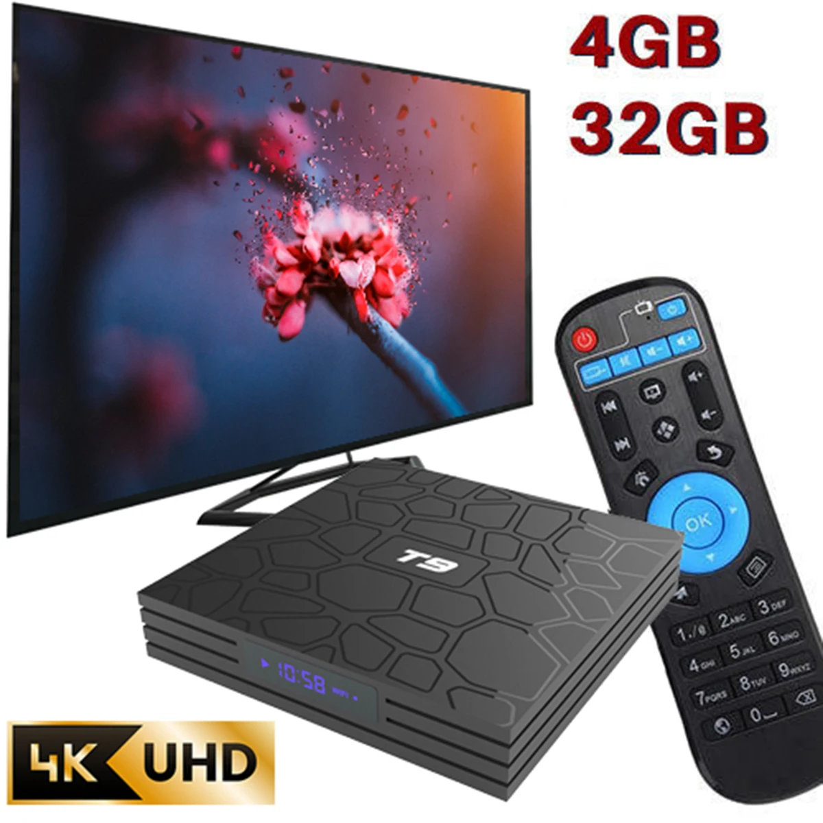 SOONHUA ТВ приставка Android 8 1 4K Smart HD медиаплеер 2 4G WiFi Bluetooth четырехъядерный