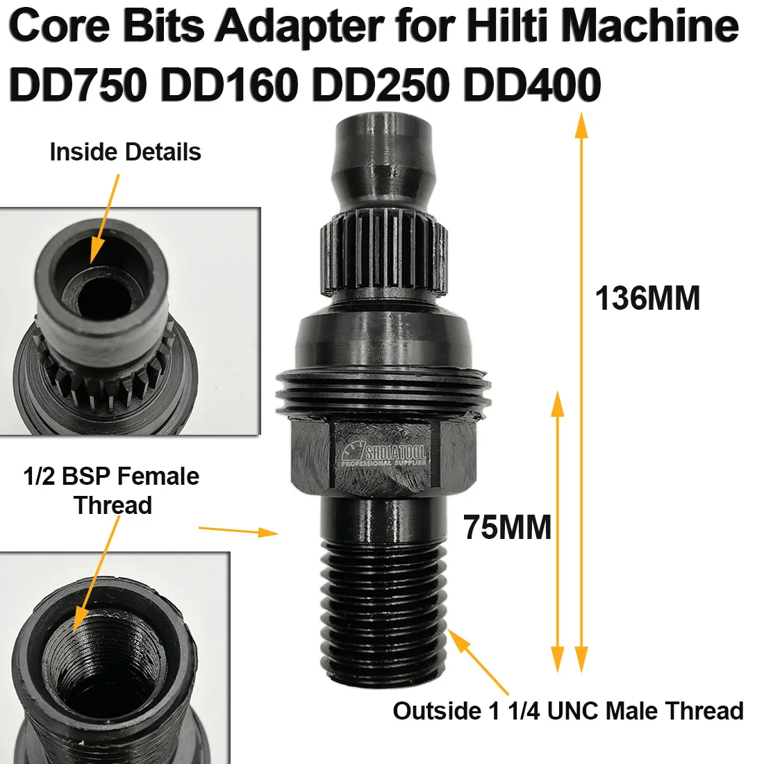 Сверло адаптер SHDIATOOL 1 шт. Hilti Быстроразъемное устройство с резьбой 1/4 7 и 1/2