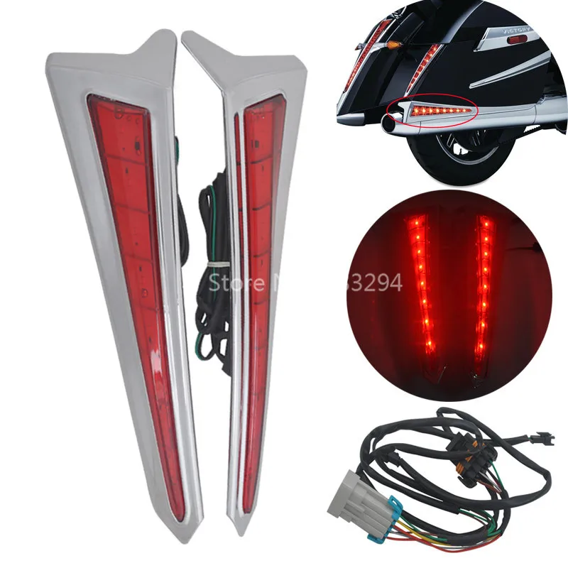 

2 x LED Saddlebag Extensions Decorative Accent Lamps Turn Signal Taillights Fits For Victory Cross Country 10-16 Cross Roads