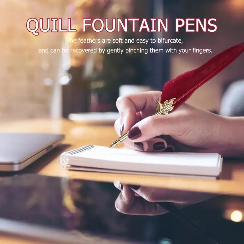 Creative Exquisite Retro Vintage Calligraphy Feather Dip Pen Writing Set Quill Fountain Pens Birthday Gifts Stainless Steel Nib|Перьевые