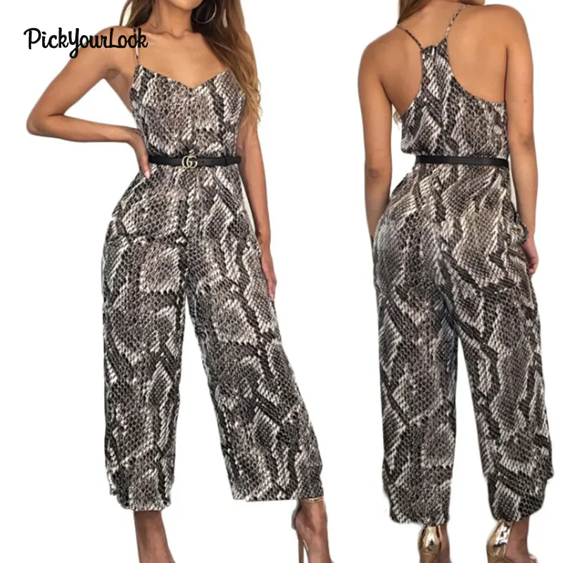 PickYourLook женские летние комбинезоны с леопардовым принтом на бретельках открытой