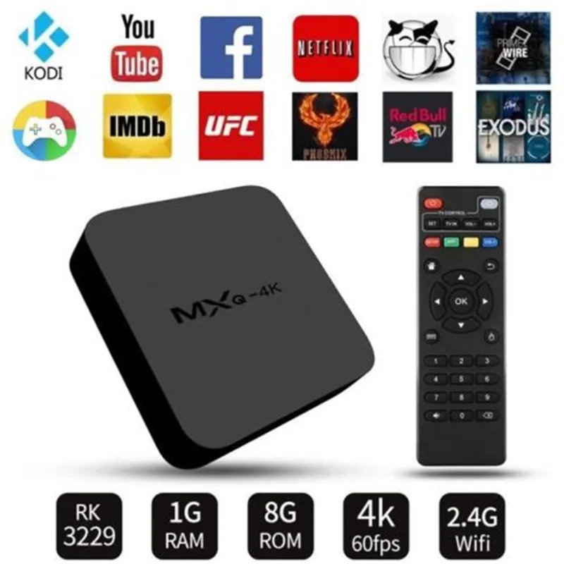 AKASO MXQ-4K Android 7 1 ТВ приставка RK3229 Гб + 8 Смарт четырехъядерный медиаплеер Wifi MXQ 4K PK PRO T9
