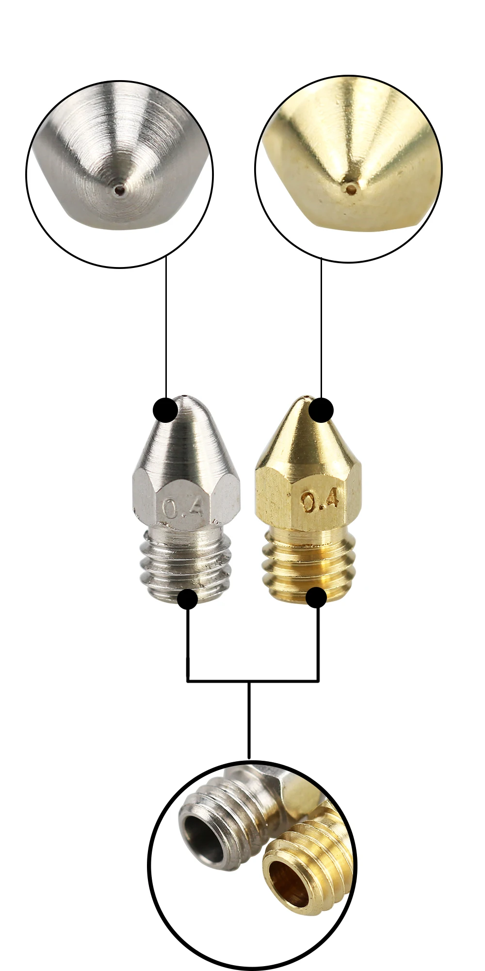 ZANYAPTR 10 шт. насадка Zortrax M200 0 3/0 4/0 5/0 6 мм для латуни/нержавеющей стали отверстие 3 5
