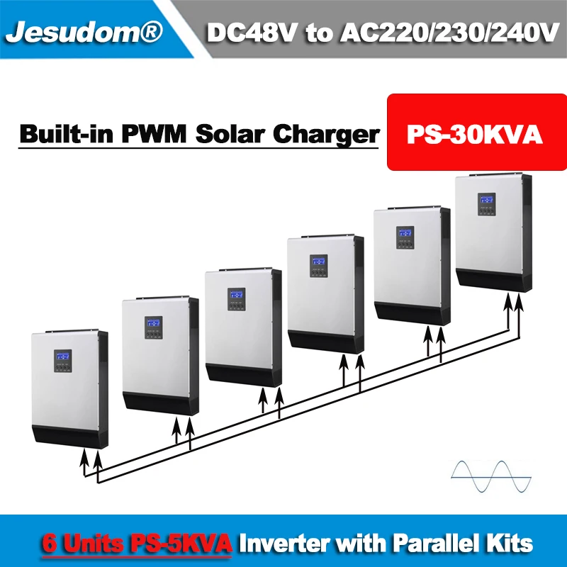 Солнечный гибридный инвертор PS 30 кВА 24 кВт Встроенный 6 шт. * 48 в PWM контроллер