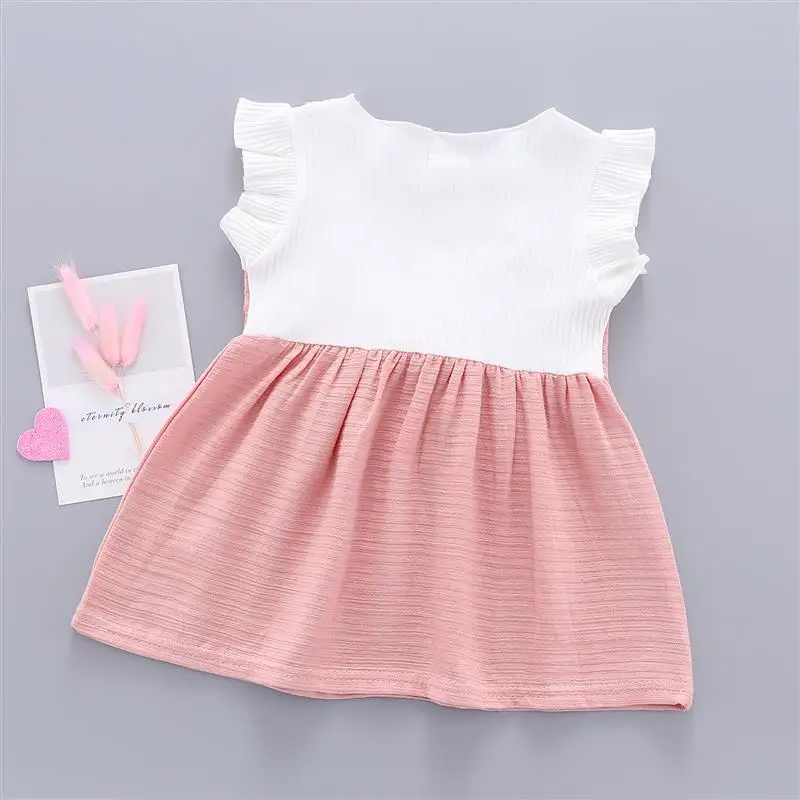 Летние платья для маленьких девочек повседневные хлопковые детские с бантом