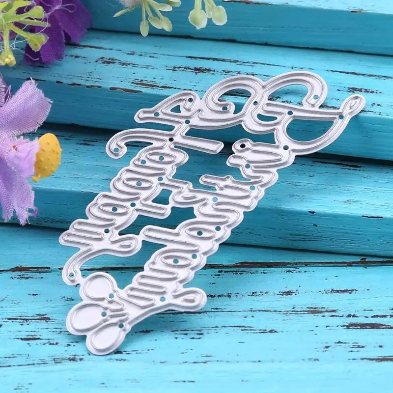Happy Birthday Letters Metal Cutting Dies DIY Scrapbooking Stencil Photo Album Decorative Embossing Folder Card Template | Дом и сад