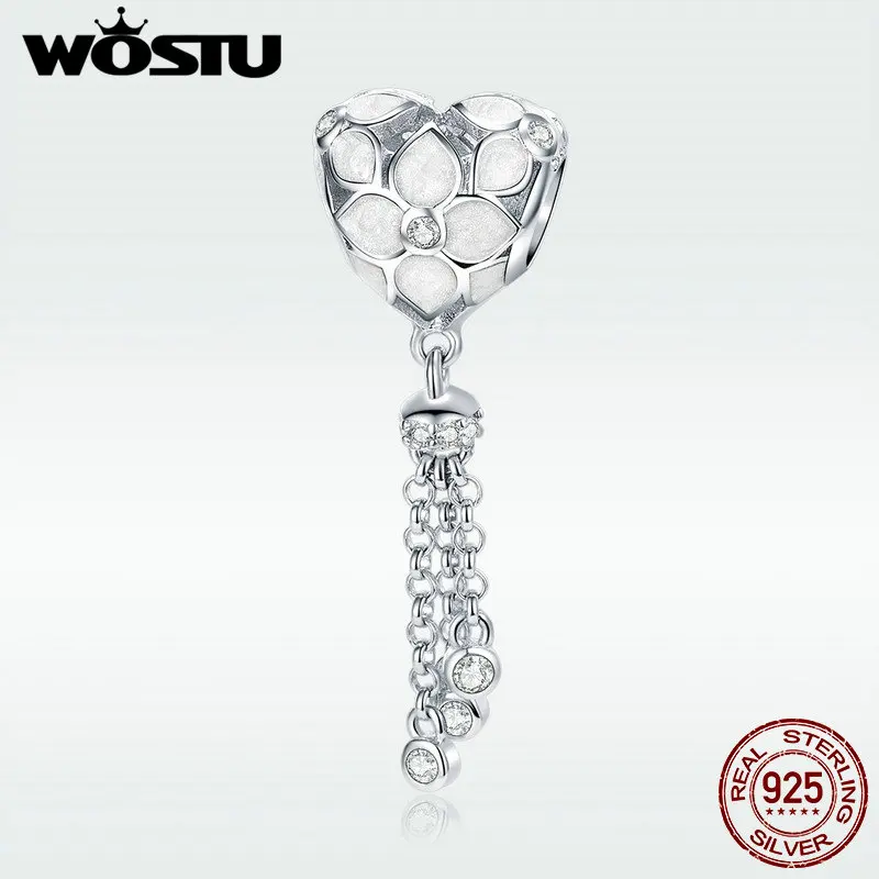 WOSTU Подлинная 925 пробы серебряные цветущие подвески в форме хрустальных цветов