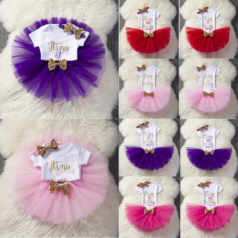 1-2 Happy Birthday Girls Flower Tutu Dress Pastel Party Princess Children Kids Halloween Costume 2019 | Детская одежда и обувь
