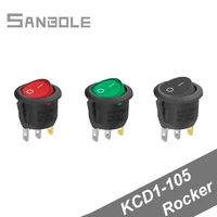 10pcs kcd1 105 round button switch 3 foot 2 position red black green rocker switch small sized power electrical 20mm