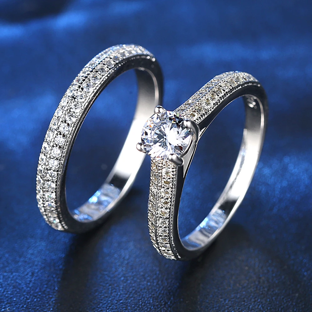 3 row ring lily four claws micro inset simple marriage female couple girlfriends explosions wholesale | Украшения и аксессуары