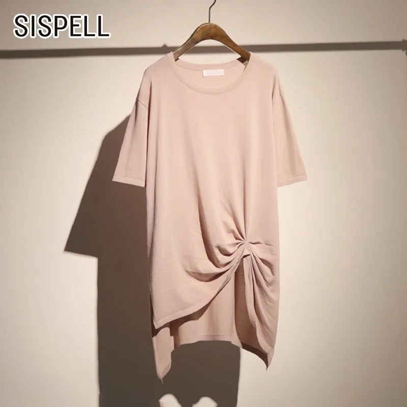 SISPELL/2019 Весенняя Повседневная однотонная женская футболка с круглым вырезом