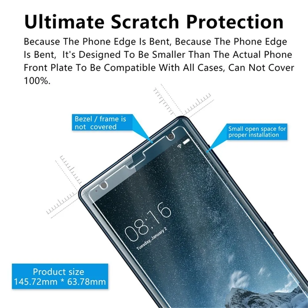 Закаленное стекло твердости 9H HD для Sony Xperia 10 XZ1 XA XA1 XA2 ультракомпактное прозрачное