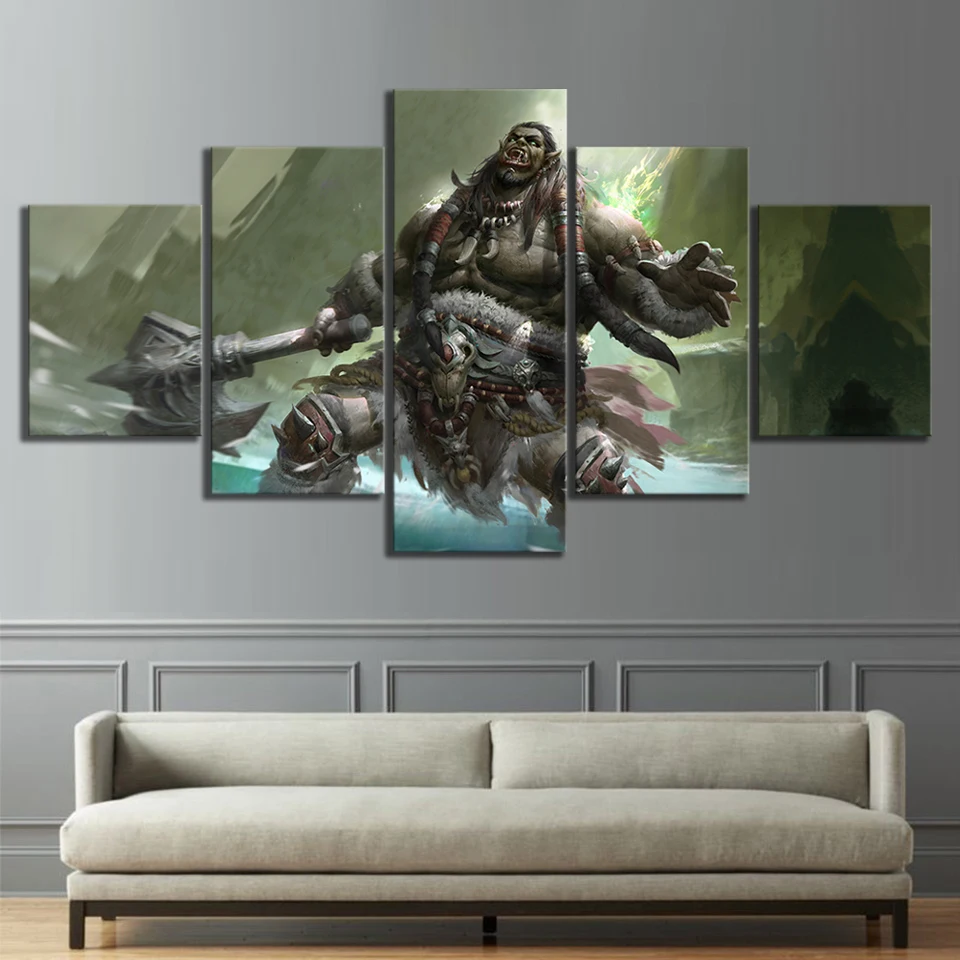 Модульная Картина на холсте для домашнего декора 5 шт. WOW Warcraft DOTA 2 Классическая