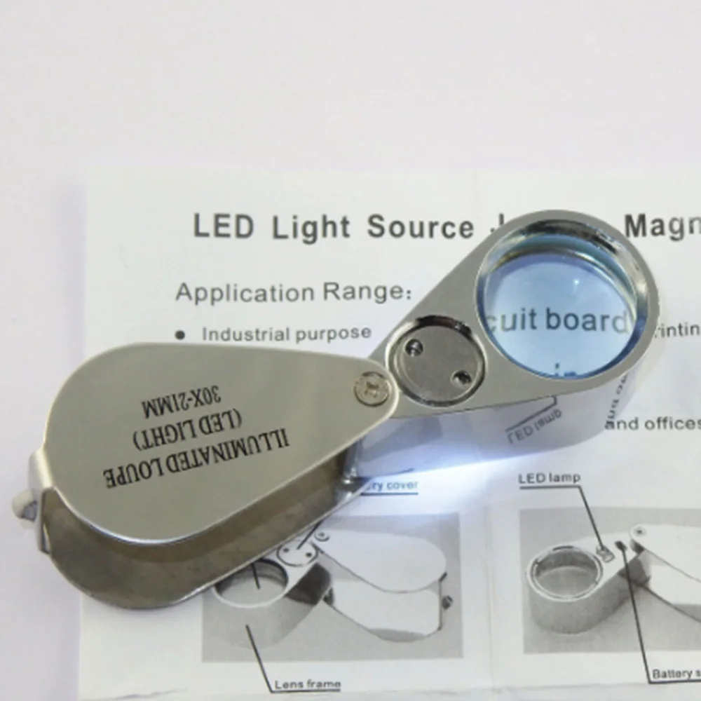 30X LED ювелирное украшение в виде лупы увеличительное стекло мини ювелирные