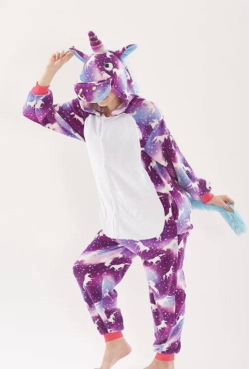 Женская Фланелевая пижама с капюшоном и единорогом в стиле унисекс для взрослых