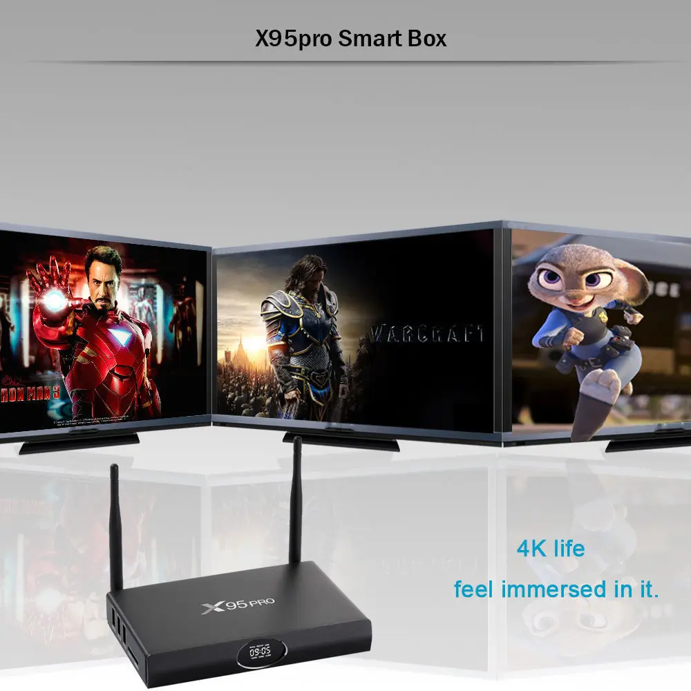 Высокое качество X95 pro Amlogic S905X 4 ядра iptv Android 6 0 BT4.0 приставка для ТВ смарт set top box