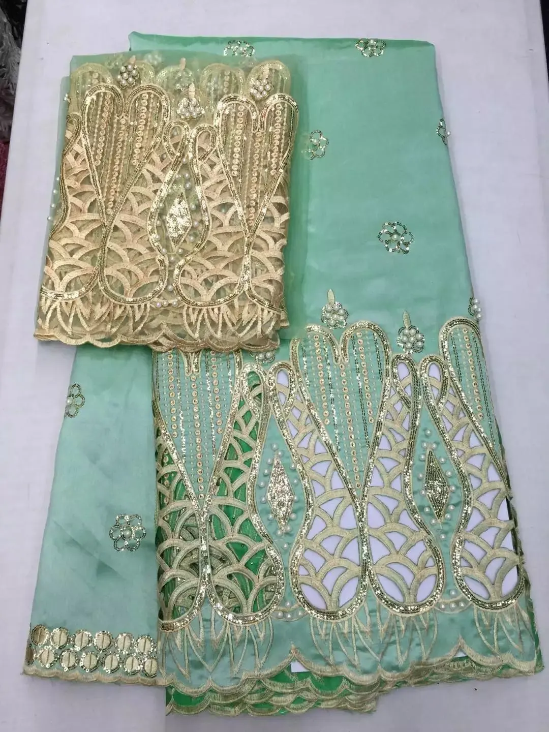 

5+2yds/lot Wholesale price African George lace Fabric popular design African george fabric for Nigerian Wedding party dress