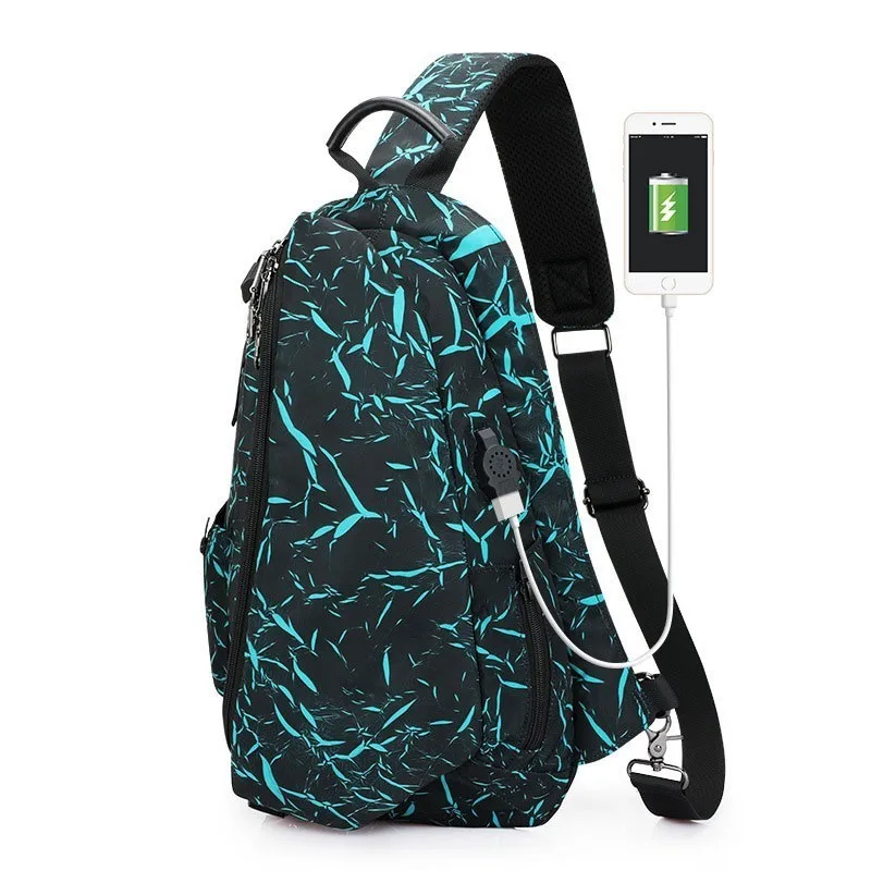 Fashion Waterproof Oxford Man Chest Bags Usb Charge Waist Pack Travel Fanny Capacity Men Casual Shoulder Messenger |