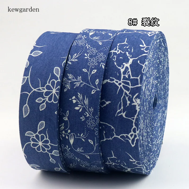 Kewgarden 38 мм 1 1/2 &quotджинсовая синяя лента с цветочным принтом для кошки бриллиант DIY
