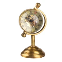 retro copper spinning globe gold desk mechanical pocket watch hand winding movement home office luxury decoration as collectible