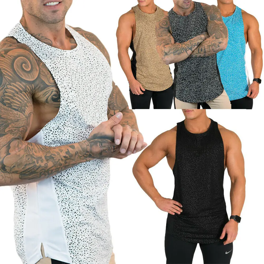 Мужская спортивная одежда Бодибилдинг Стрингер толстовка майка для летнего