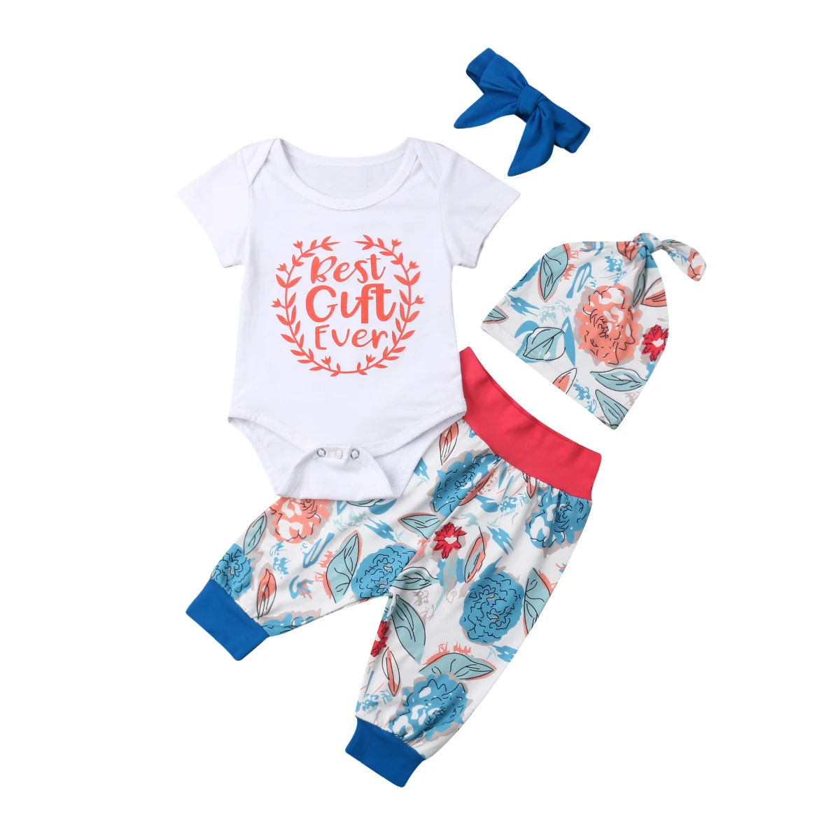 Комплект из 4 предметов хлопковый боди с короткими рукавами для новорожденных