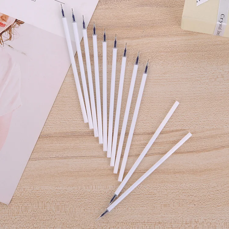 

10 PCS White Bar Neutral Ink Gel Pen Refill Neutral Pen Good Quality Refill Black Blue 0.5mm Bullet Refill Office And School