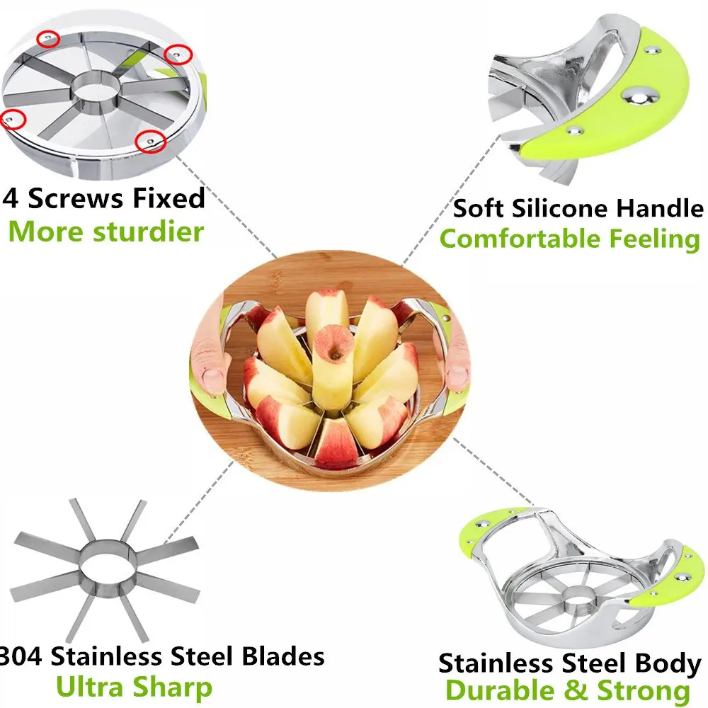 Apple Slicer And Pear Core Remover Stainless Steel Flowering Onion Cutting Machine Kitchen Gadget Splitter Green | Дом и сад