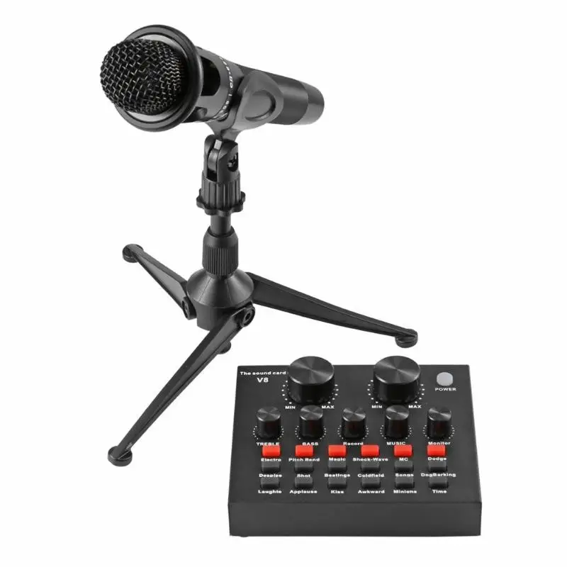 V8 аудио USB микрофон гарнитуры наушники трансляция стример живой звук карты набор