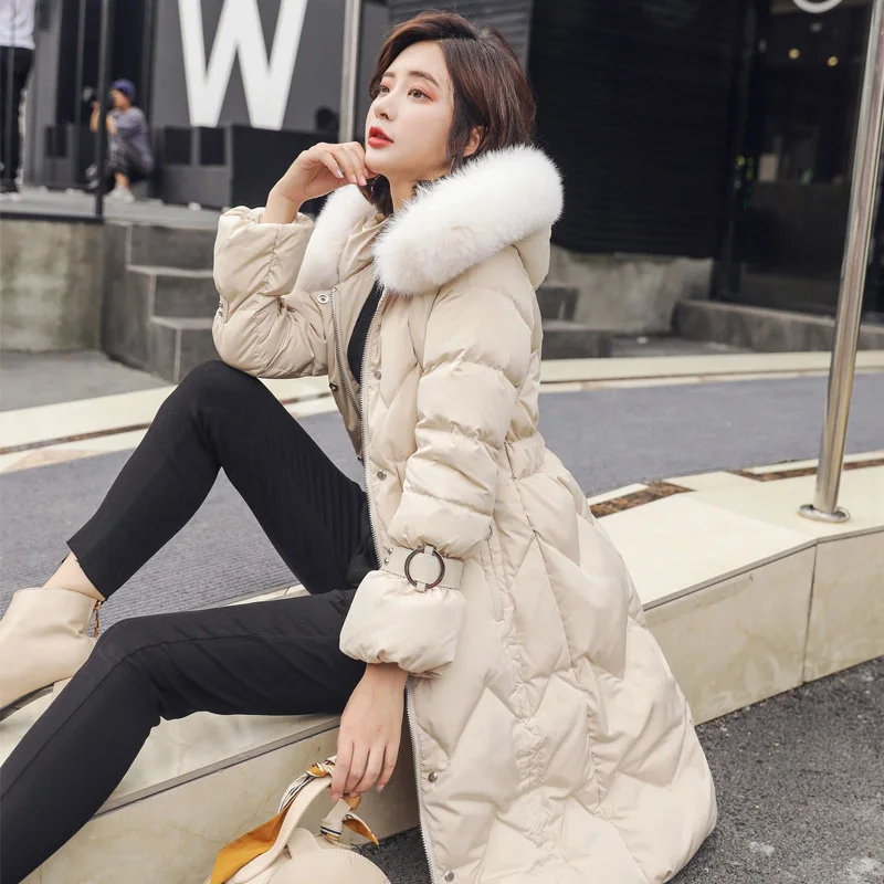 

2019 New Pattern Korean Down Cotton Woman Self-cultivation Long Fund Lead Will The Code Was Thin Cotton Loose Coat Tide