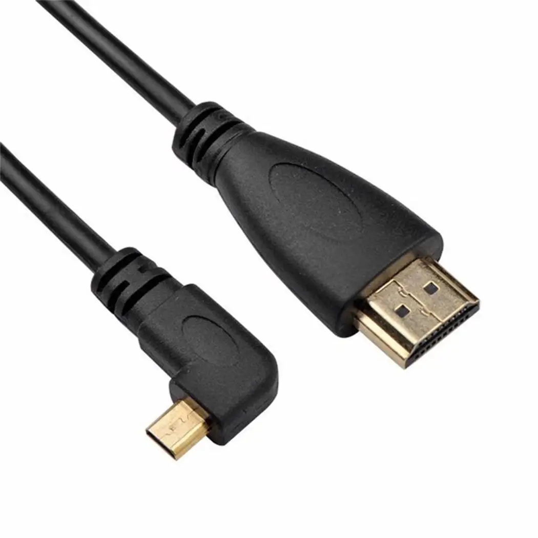 Левый угловой 90D микро HD к Мужской HDTV кабель для сотового черного телефона