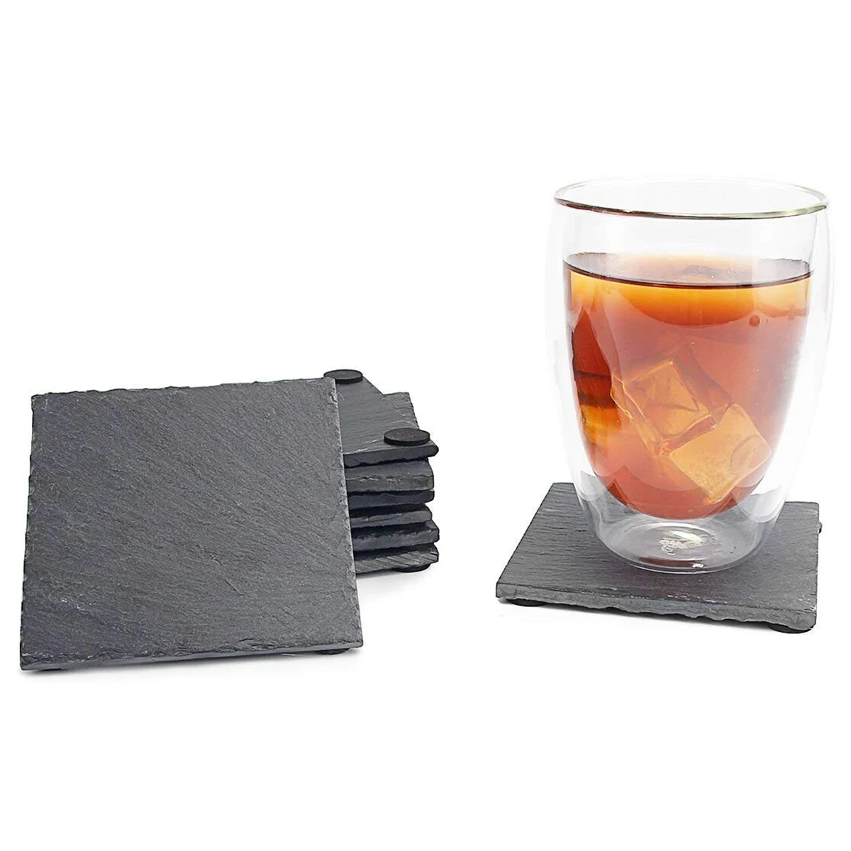 

Подставки Slate с квадратными подставками Slate (набор из 8, квадратные-черные)