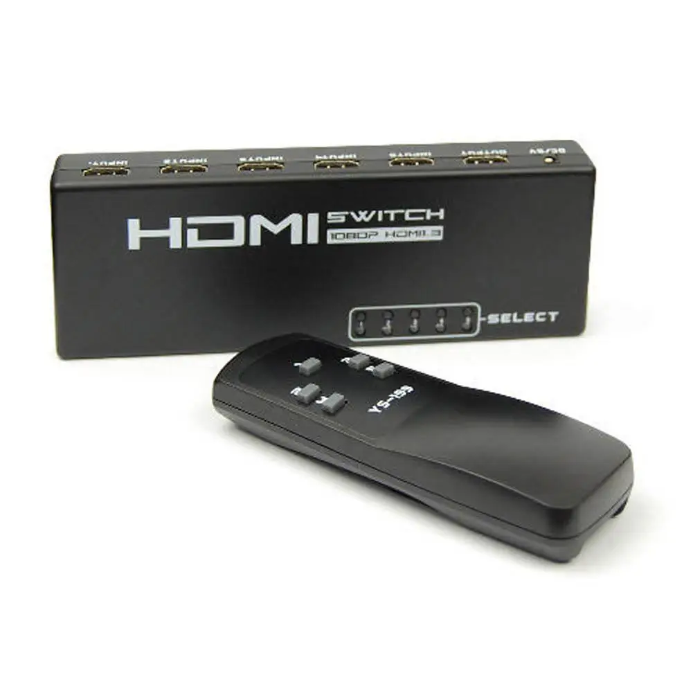HDMI Switcher 5 Port 1080P Video Switch Splitter IR Remote For HDTV PS3 DVD 5-group Input 1-group Output |