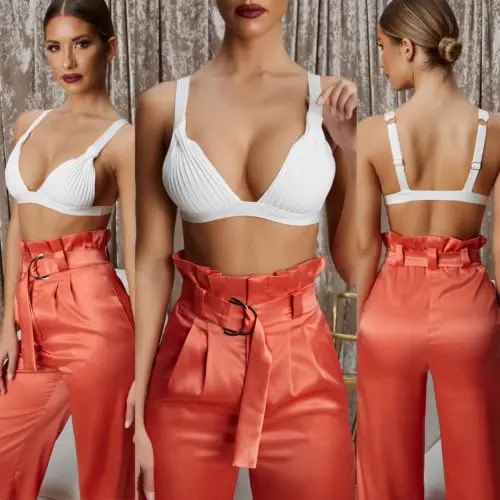 Women Ladies Fashion Seamless Push-Up Bra Plain Padded Plunge Bralette Bras Sets White Yellow | Женская одежда