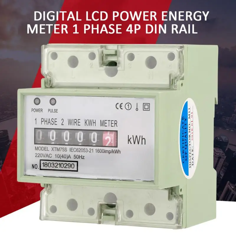 220V 10(40) цифровой 1-фазный 2 провода видео-телефон двери 4P din-рейка кВт-ч Электрический счетчик электронный счетчик, кВтч