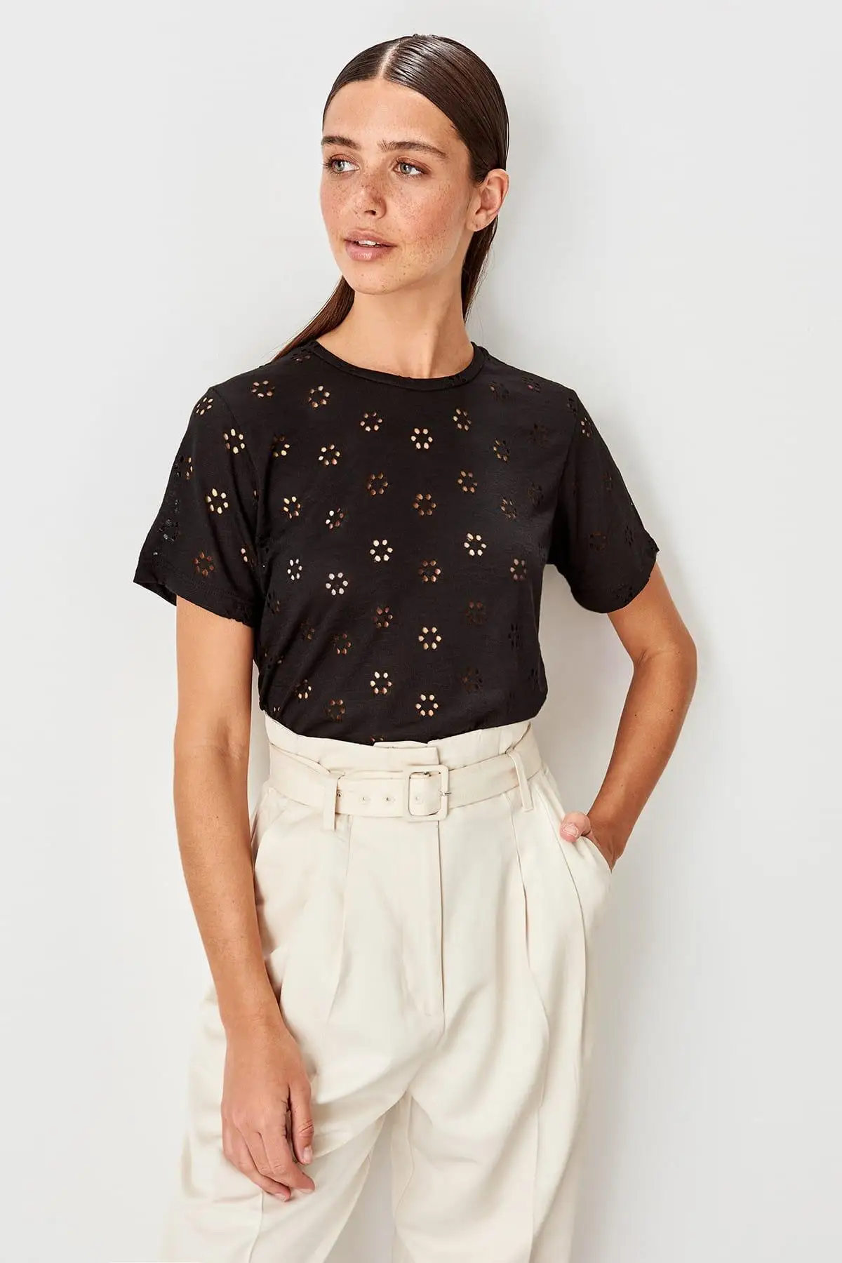 Trendyol черная трикотажная блузка TWOSS19OS0124|Блузки| |